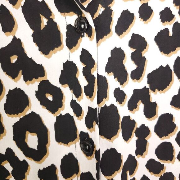 Susan Graver Top Womens 12 Button Down Tie Front Leopard Print Exotic Animal - Picture 6 of 10